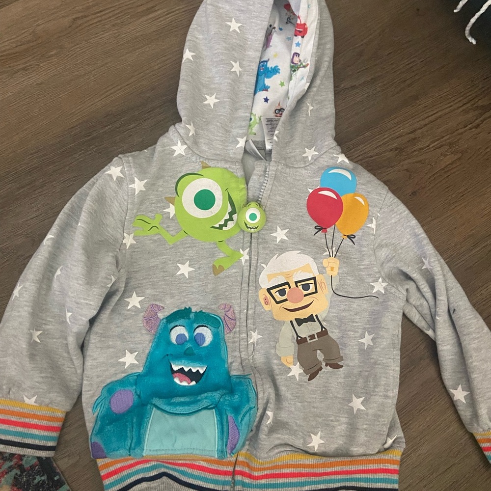 Gray Hoodie with Pixar Characters